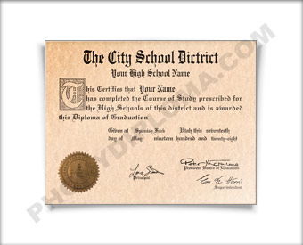 Fake High School Diploma Graduation 1960s HS 60s Dip